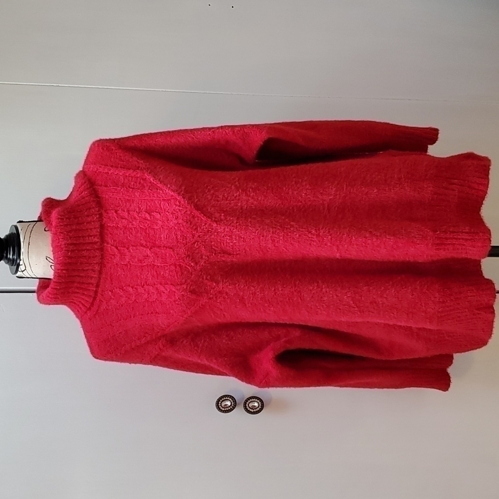 Maurices| Womens Red Cable Knit Oversized Sweater Turtleneck Cozy! Sz.XXL